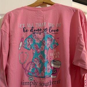 NWT Simply Southern Pink nurse Graphic Long Sleeve Tee, size 2x